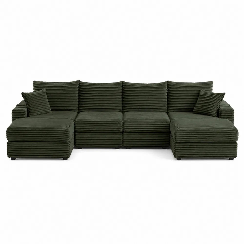 Modułowa sofa narożna, sztruks, 300 cm, Oliwkowy