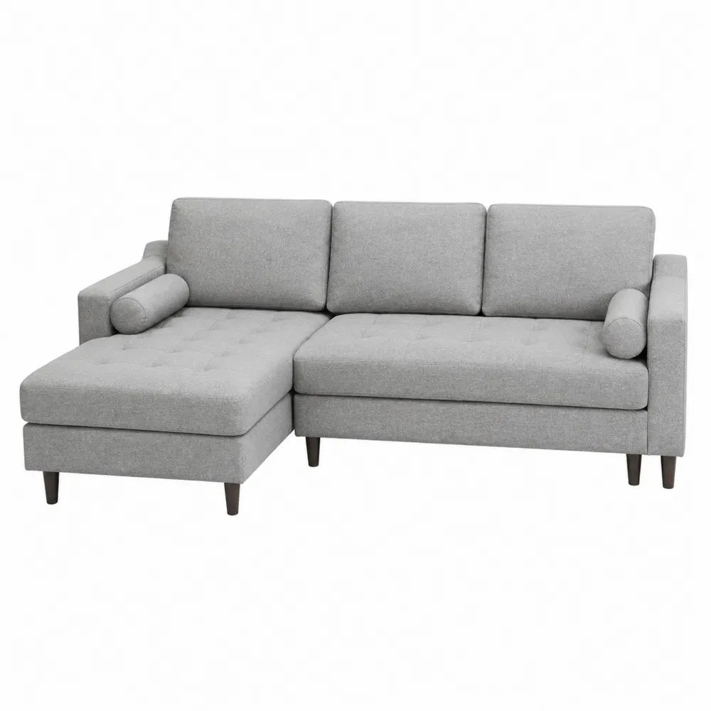 Sofa narożna z tkaniny poliestrowej Szara 250x150x85 cm