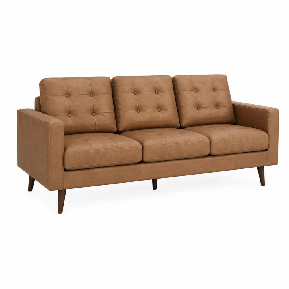 Sofa 3-osobowa Skórzana Brązowa