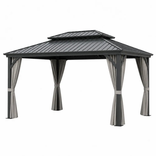 Pawilon ogrodowy metalowy szary 3x3.6m