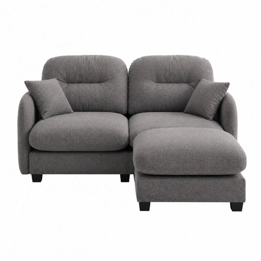 Sofa narożna z poduszkami, tkanina, Szary