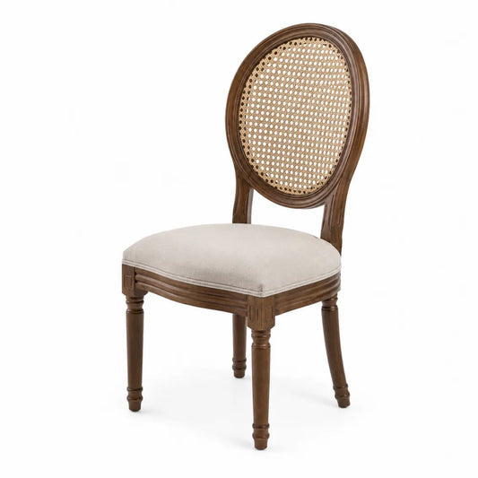 Krzesło jadalniane z drewna bukowego z oparciem rattanowym beżowe