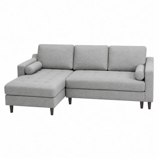 Sofa narożna z tkaniny poliestrowej Szara 250x150x85 cm