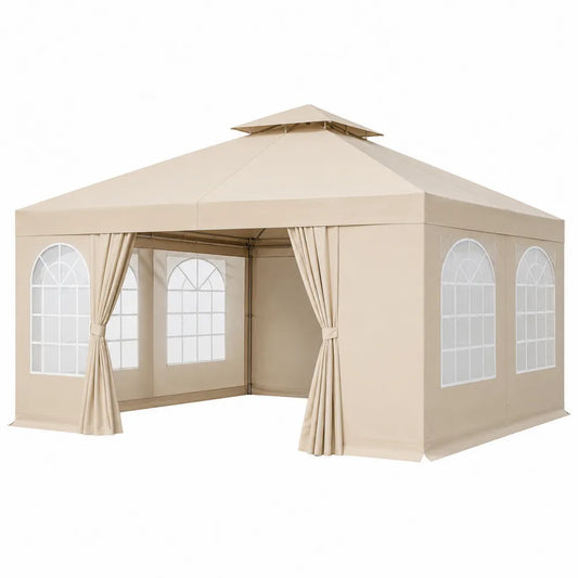 Namiot ogrodowy beżowy, poliester, stal, 3x3m