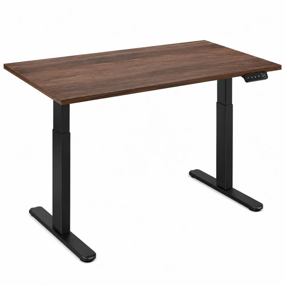 Biurko regulowane elektrycznie MDF z elementami metalowymi 120x60x70-120 cm Ciemny brązowy/Czarny