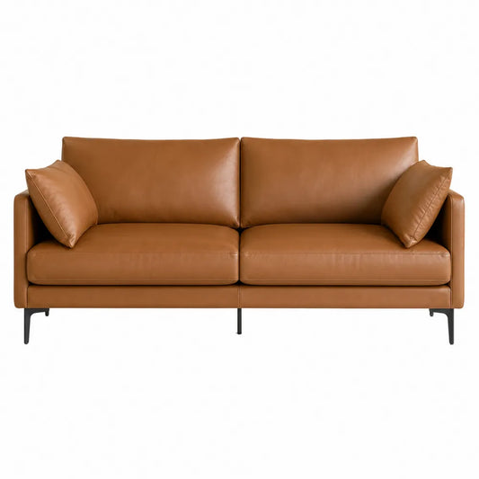 Sofa 3-osobowa ze skóry ekologicznej brązowej z metalowymi nóżkami