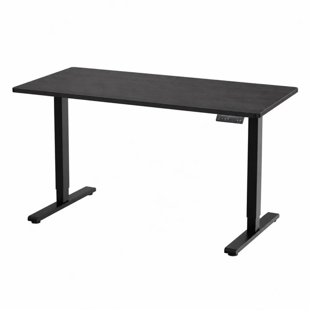 Biurko regulowane elektryczne drewniane i metalowe czarny 120x60x75 cm