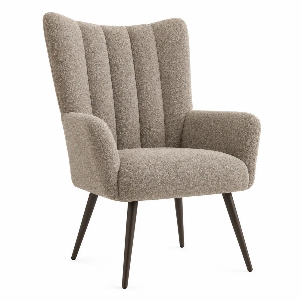 Fotel tkanina Bouclé stalowy beżowy 98cm